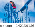 Amusement park roller coaster (blurred image) 142130186