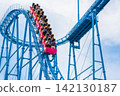 Amusement park roller coaster (blurred image) 142130187
