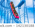 Amusement park roller coaster (blurred image) 142130188