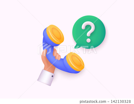 3d call center icon and bubble talk. Talking with service call support hotline and call center icon 3d concept. answer talk with service, Question mark. 3d call center icon and bubble talk. Talking with service call support hotline and call center icon 3d concept. answer talk with service, Question mark. 142130328