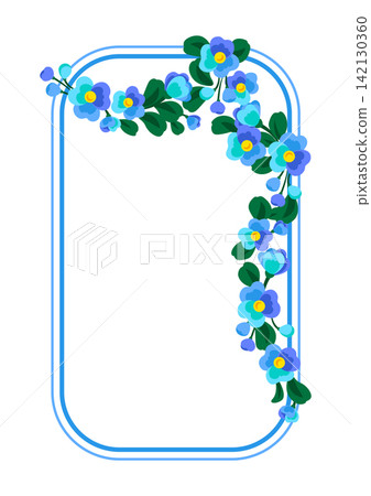 Flower frame with pansies. Decor with beautiful decorative summer flowers. Flower frame with pansies. Decor with beautiful decorative summer flowers. 142130360