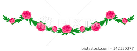 Flower frame with peony. Banner with beautiful decorative summer flowers. Flower frame with peony. Banner with beautiful decorative summer flowers. 142130377