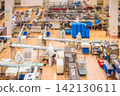 Food manufacturing process at a food processing plant (blurred image) 142130611