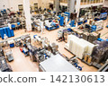 Food manufacturing process at a food processing plant (blurred image) 142130613