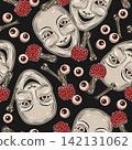Halloween pattern crazy mad laughing face mask 142131062