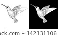 Flying hummingbird in outline style 142131106