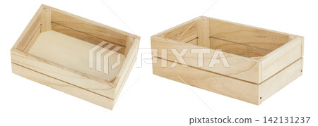 Empty wooden crate isolated on white background Empty wooden crate isolated on white background 142131237