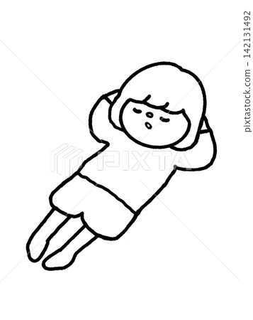 A cute little girl lying down and taking a nap. A cute little girl lying down and taking a nap. 142131492
