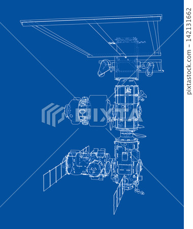 blueprint of a spacecraft module. Vector blueprint of a spacecraft module. Vector 142131662