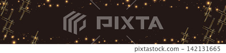 Gold glitter banner background material on a black background. Gold glitter banner background material on a black background. 142131665