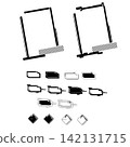 Vivid, cyber-style decorations and frames [monochrome] 142131715
