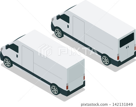 Transport van isometric rear view Transport van isometric rear view 142131849