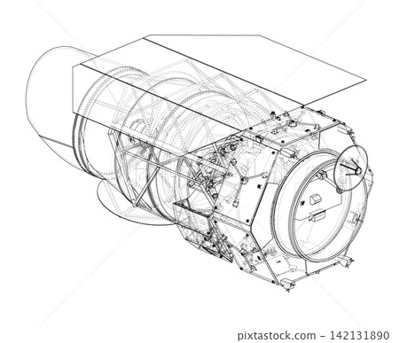technical illustration of a spacecraft. Vector technical illustration of a spacecraft. Vector 142131890
