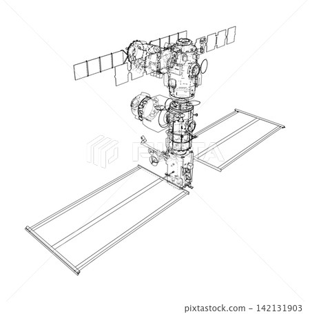 detailed illustration of a space station module detailed illustration of a space station module 142131903