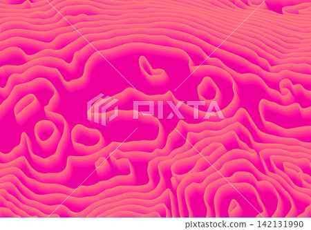 Bright pink topographic contour line pattern with organic wavy maze texture design on dark background Bright pink topographic contour line pattern with organic wavy maze texture design on dark background 142131990