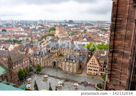 Strasbourg city view with Rohan Palace and cathedral square, France Strasbourg city view with Rohan Palace and cathedral square, France 142132034