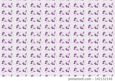 Hand drawn toothed leaves and daisies seamless repeat pattern in violet Hand drawn toothed leaves and daisies seamless repeat pattern in violet 142132148