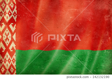 Old vintage flag of Belarus, worn and stained Old vintage flag of Belarus, worn and stained 142132190