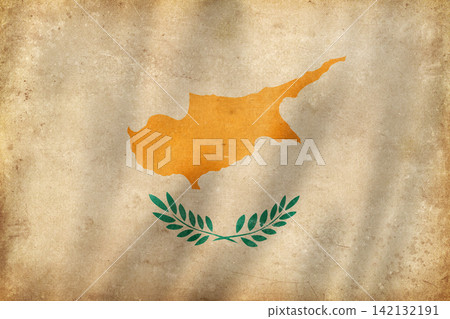 Old vintage flag of Cyprus, worn and stained 142132191