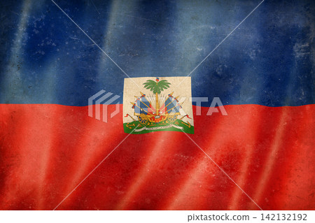 Old vintage flag of Haiti, worn and stained Old vintage flag of Haiti, worn and stained 142132192