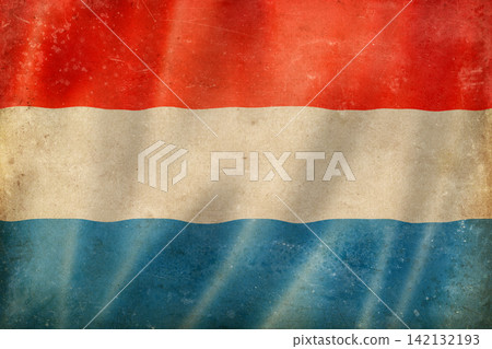 Old vintage flag of Luxembourg, worn and stained Old vintage flag of Luxembourg, worn and stained 142132193