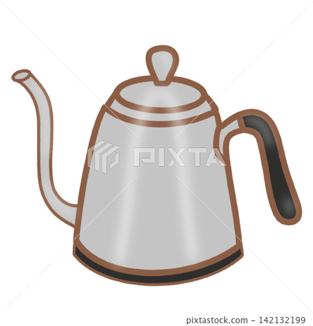 Stainless steel gooseneck coffee kettle pour over drip pot cafe barista equipment sticker print visual graphic clipart artwork design icon element illustration Stainless steel gooseneck coffee kettle pour over drip pot cafe barista equipment sticker print visual graphic clipart artwork design icon element illustration 142132199