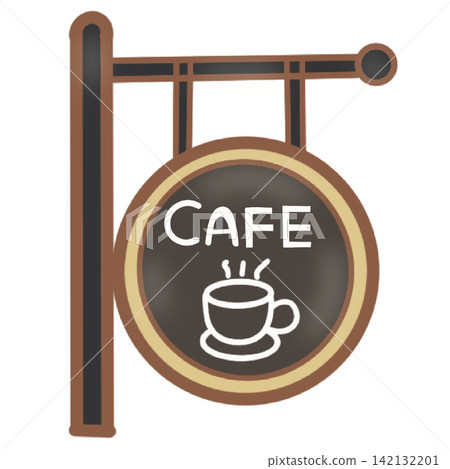 Wooden round hanging cafe sign board shop store entrance hanging signboard sticker print visual graphic clipart artwork design icon element illustration Wooden round hanging cafe sign board shop store entrance hanging signboard sticker print visual graphic clipart artwork design icon element illustration 142132201