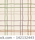Autumn-colored hand-drawn check seamless pattern 142132443