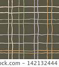 Autumn-colored hand-drawn check seamless pattern 142132444