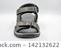 Black Lasocki sport sandals with velcro straps pair closeup. 142132622