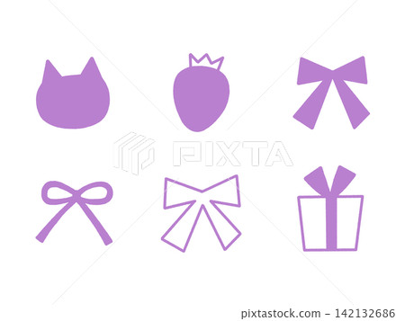 Hand-drawn style_Girly icon B, Illustration_Purple Hand-drawn style_Girly icon B, Illustration_Purple 142132686