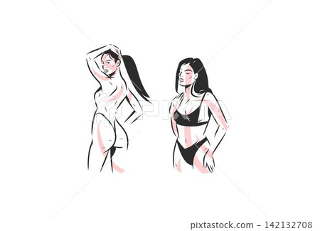 Sensual Women Body Poses Hand Drawn Vector Illustration, Female Beauty, Body Positivity, Self Love, Confidence and Feminine Empowerment in Elegant Line Art Style Sensual Women Body Poses Hand Drawn Vector Illustration, Female Beauty, Body Positivity, Self Love, Confidence and Feminine Empowerment in Elegant Line Art Style 142132708