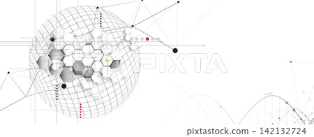Futuristic scientific background, DNA strands, connected neural web Futuristic scientific background, DNA strands, connected neural web 142132724