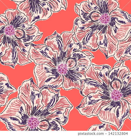 vintage style background with flowers 142132804