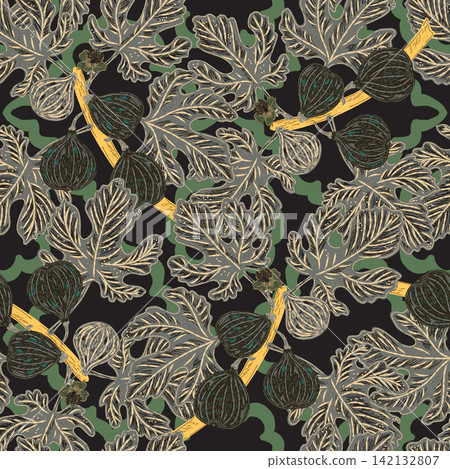 seamless pattern with tropical plants seamless pattern with tropical plants 142132807