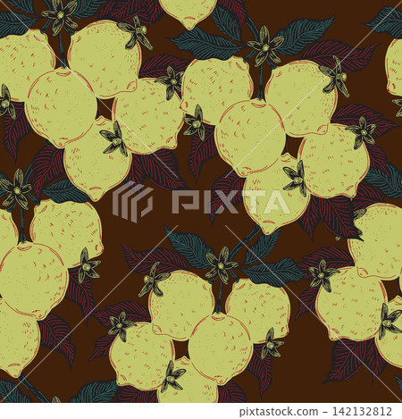 seamless pattern with hand drawn raspberry 142132812