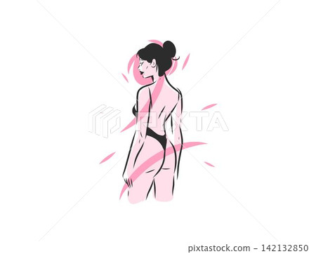 Sensual Woman Looking Back, Emotional Sensitivity and Vulnerability, Female Psychology, Self Awareness, Intimate Feelings and Feminine Body Vector Illustration Sensual Woman Looking Back, Emotional Sensitivity and Vulnerability, Female Psychology, Self Awareness, Intimate Feelings and Feminine Body Vector Illustration 142132850