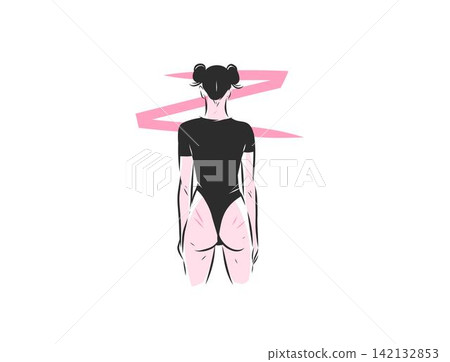Lonely Woman Standing with Back Turned, Female Psychology and Emotional Vulnerability, Stress, Inner Feelings, Body Language and Mental Health Vector Illustration Lonely Woman Standing with Back Turned, Female Psychology and Emotional Vulnerability, Stress, Inner Feelings, Body Language and Mental Health Vector Illustration 142132853