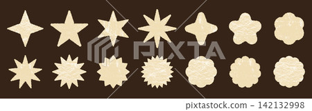 Crayon geometric star flower shape set chalk textured pastel shapes rough grungy sticker sale coupon 142132998