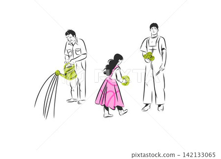 Child and Adult Gardeners Working Together, Girl Helping Men Water and Grow Plants, Family Gardening, Teamwork and Sustainable Lifestyle Hand Drawn Vector Illustration Child and Adult Gardeners Working Together, Girl Helping Men Water and Grow Plants, Family Gardening, Teamwork and Sustainable Lifestyle Hand Drawn Vector Illustration 142133065
