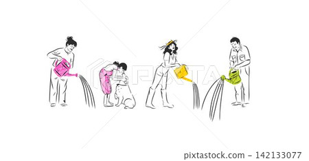 People Gardening with Dog, Gardeners Watering Plants in Home Garden, Pet Friendly Outdoor Lifestyle and Sustainable Gardening Vector Illustration People Gardening with Dog, Gardeners Watering Plants in Home Garden, Pet Friendly Outdoor Lifestyle and Sustainable Gardening Vector Illustration 142133077