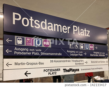 Signpost at Berlin Potsdamer Platz Station Signpost at Berlin Potsdamer Platz Station 142133417