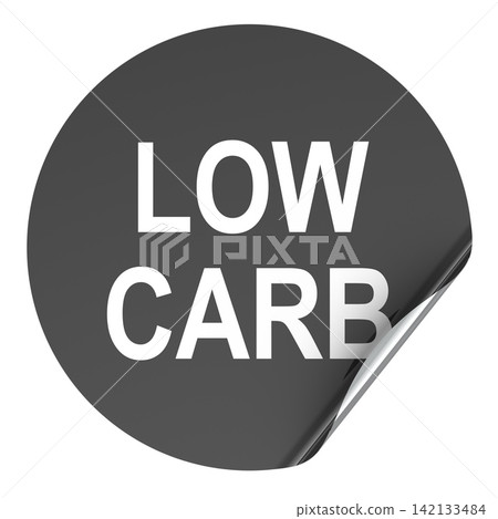 Low carb sticker label with curled corner. 3D rendering Low carb sticker label with curled corner. 3D rendering 142133484