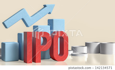 Successful Initial Public Offering with Rising Financial Growth Chart 3d render. 142134571