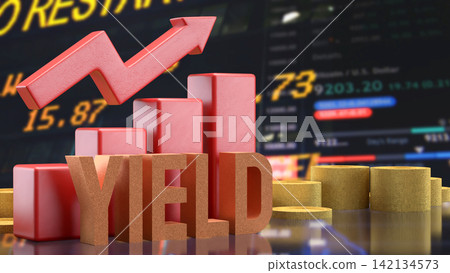 Rising Investment Yield Concept with Stock Market Growth Chart 3d render. Rising Investment Yield Concept with Stock Market Growth Chart 3d render. 142134573