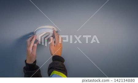 Installing Smoke Detector On Ceiling Installing Smoke Detector On Ceiling 142134880