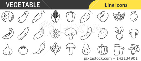 Icon set related to vegetables Icon set related to vegetables 142134901