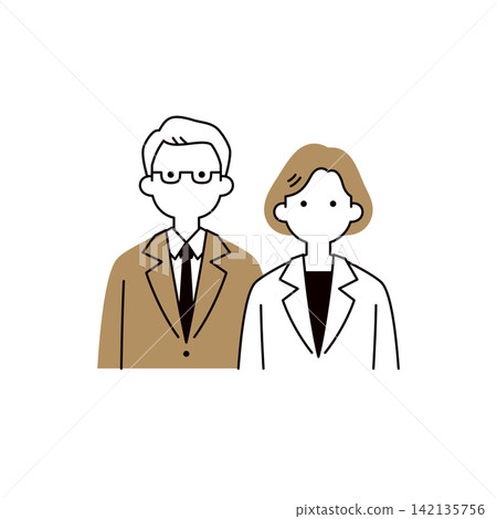 A set of simple upper-body vector illustrations of male CEOs/executives and female business owners in suits. A set of simple upper-body vector illustrations of male CEOs/executives and female business owners in suits. 142135756