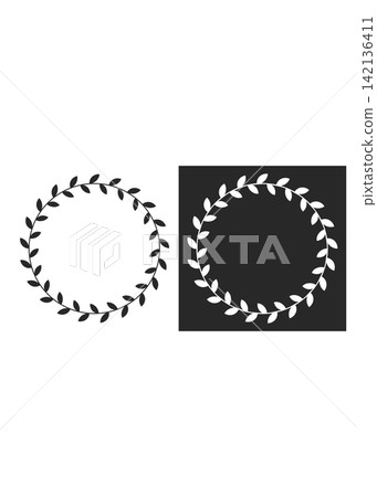 Circular Leafy Wreath Decorative Botanical Frame Circular Leafy Wreath Decorative Botanical Frame 142136411