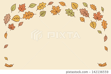 秋風中飄落的落葉，構成橫向背景圖。 142136559